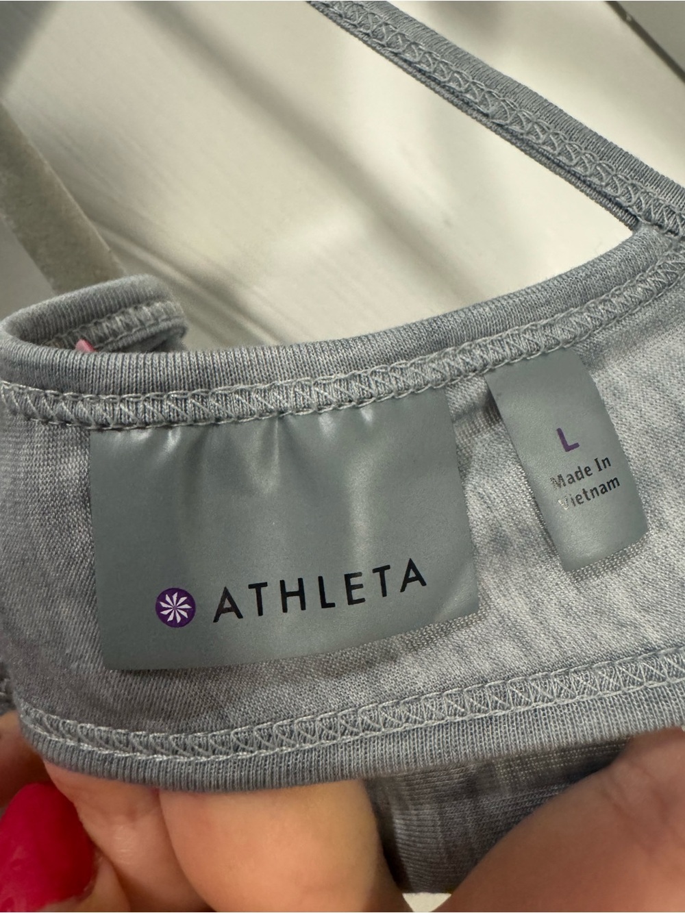 Athleta Light Blue/Grey Racerback Tie Back Tank - Picture 3 of 8